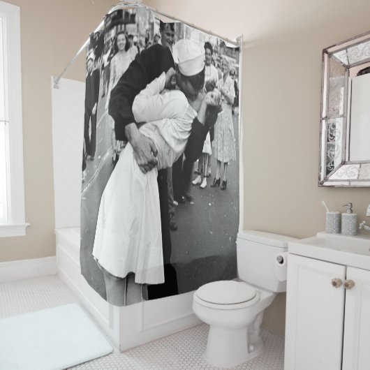 Kust op VJ Dag Wereldoorlog Douchegordijn (In situ)