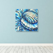 Kust Open Clam Shell Mozaïek Design in Blues Canvas Afdruk (Insitu (Houten vloer))