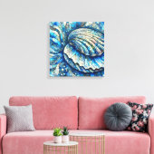 Kust Open Clam Shell Mozaïek Design in Blues Canvas Afdruk (Insitu (Woonkamer))