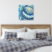 Kust Open Clam Shell Mozaïek Design in Blues Canvas Afdruk (Insitu (Slaapkamer))