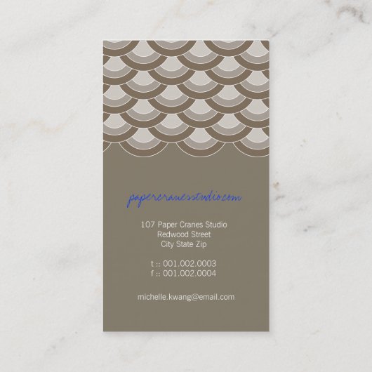 Kust Origami Paper Cranes & Zen Scallop Pattern Visitekaartje (Achterkant)