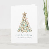 Kust Oyster Kerstboom Opgevouwen Feestdagen Kaart (Voorkant)