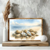 Kust Oyster Shells Waterverf Beach Art Poster