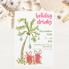 Kust Palm Tree Holiday Drinken Party Invitation Kaart