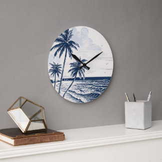 Kust Palm Tree Wall Clock -  Beach Art Grote Klok