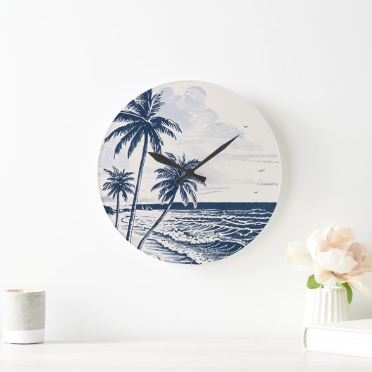 Kust Palm Tree Wall Clock -  Beach Art Grote Klok (Huis)