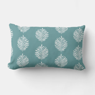 Kust Palmblad Patroon Stof Turquoise Kussen