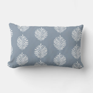 Kust Palmblad Patroon Stofblauw Kussen