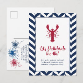 Kust-patriottische 4 juli-feestuitnodiging briefkaart