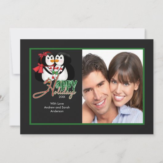 Kust Penguin Prettige feestdagen Flat Photo Card Kaart (Voorkant)