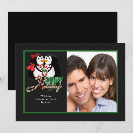 Kust Penguin Prettige feestdagen Flat Photo Card Kaart (Voorkant / Achterkant)