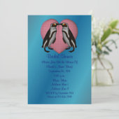 Kust Penguins Heart Vrijgezellenfeest Invite Kaart (Staand voorkant)