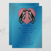 Kust Penguins Heart Vrijgezellenfeest Invite Kaart (Voorkant / Achterkant)