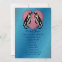 Kust Penguins Heart Vrijgezellenfeest Invite