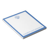 Kust Preppy Blauw en Wit Persoonlijke Schelp Notitieblok (Schuin)