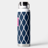 Kust Preppy Nautilus Monogram - Marine & Heet Roze Waterfles (Achterkant)