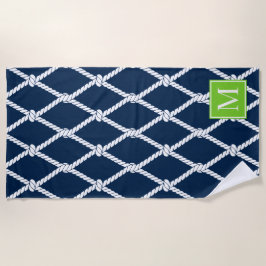 Kust Preppy Nautilus Monogram  – Marine & Lime Strandlaken