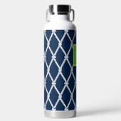 Kust Preppy Nautilus Monogram - Marine & Lime Waterfles (Voorkant)