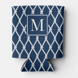 Kust Preppy Nautilus Monogram - Marine & Wit Blikjeskoeler