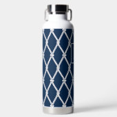 Kust Preppy Nautilus Monogram - Marine & Wit Waterfles (Voorkant)