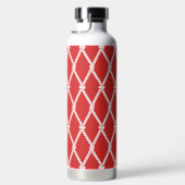 Kust Preppy Nautilus Monogram - Rood & Marineblauw Waterfles (Rechts)