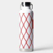 Kust Preppy Nautilus Monogram - Rood & Wit Waterfles (Voorkant)