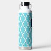 Kust Preppy Nautilus Monogram  Turquoise & Marineb Waterfles (Voorkant)