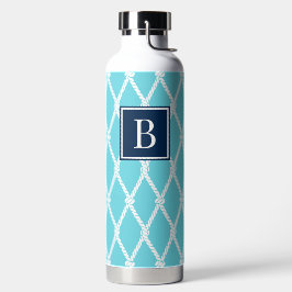 Kust Preppy Nautilus Monogram  Turquoise & Marineb Waterfles