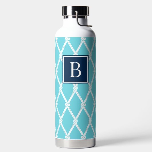 Kust Preppy Nautilus Monogram  Turquoise & Marineb Waterfles (Links)