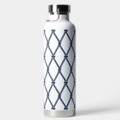 Kust Preppy Nautilus Monogram - Wit & Marineblauw Waterfles (Rechts)