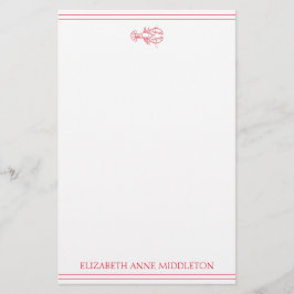 Kust Preppy Rood en Witte Kreeft Persoonlijk Briefpapier