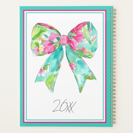 Kust Preppy Roze en Groene Boog Gepersonaliseerd Planner (Achterkant)