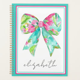 Kust Preppy Roze en Groene Strik Persoonlijk Planner