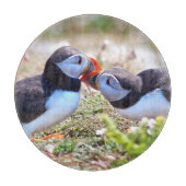Kust Puffins Glass Cutting Board Snijplank (Voorkant)