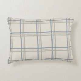 Kust raamwerkruitpatroon in zachte blauwe salie accent kussen