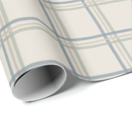 Kust raamwerkruitpatroon in zachte blauwe salie cadeaupapier