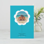 Kust Retro Schilderachtig Bloem Frame Foto Bruilof Save The Date (Staand voorkant)