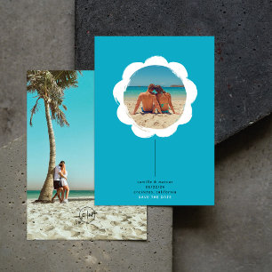 Kust Retro Schilderachtig Bloem Frame Foto Bruilof Save The Date