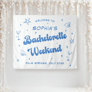 Kust Retro Strand Blauwe Bachelorette Wandkleed