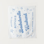 Kust Retro Strand Blauwe Bachelorette Wandkleed (Voorkant)