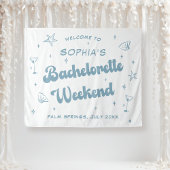 Kust Retro Strand Dusty Blue Bachelorette Wandkleed