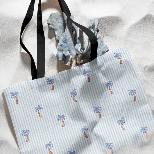 Kust Riviera Palmboom Strepen Azulejo Tote Bag