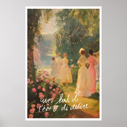 Kust Rococo Kunstprint Rozentuin, Lantaarns Poster (Voorkant)