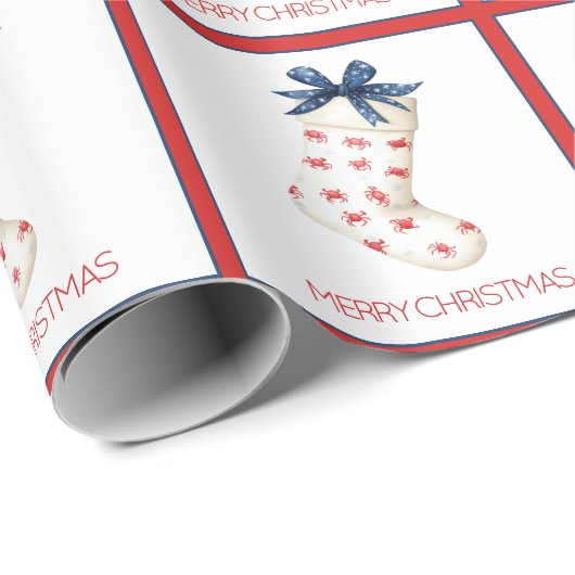 Kust Rode Krab Kerstkous Cadeaupapier (Rol Hoek)