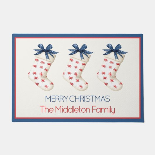 Kust Rode Krab Kerstkous Deurmat (Voorkant)