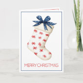 Kust Rode Krab Kerstkous Feestdagen Kaart (Voorkant)