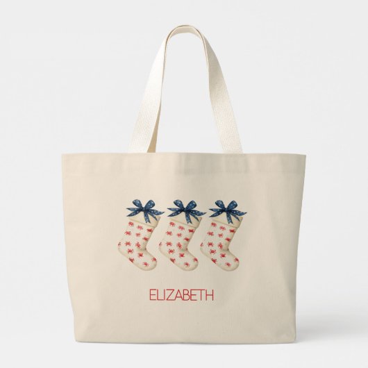 Kust Rode Krab Kerstkous Grote Tote Bag (Achterkant)