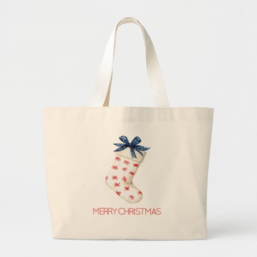 Kust Rode Krab Kerstkous Grote Tote Bag (Voorkant)
