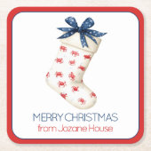 Kust Rode Krab Kerstkous Kartonnen Onderzetters (Voorkant)