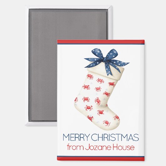 Kust Rode Krab Kerstkous Magneet (Voorkant / Achterkant)